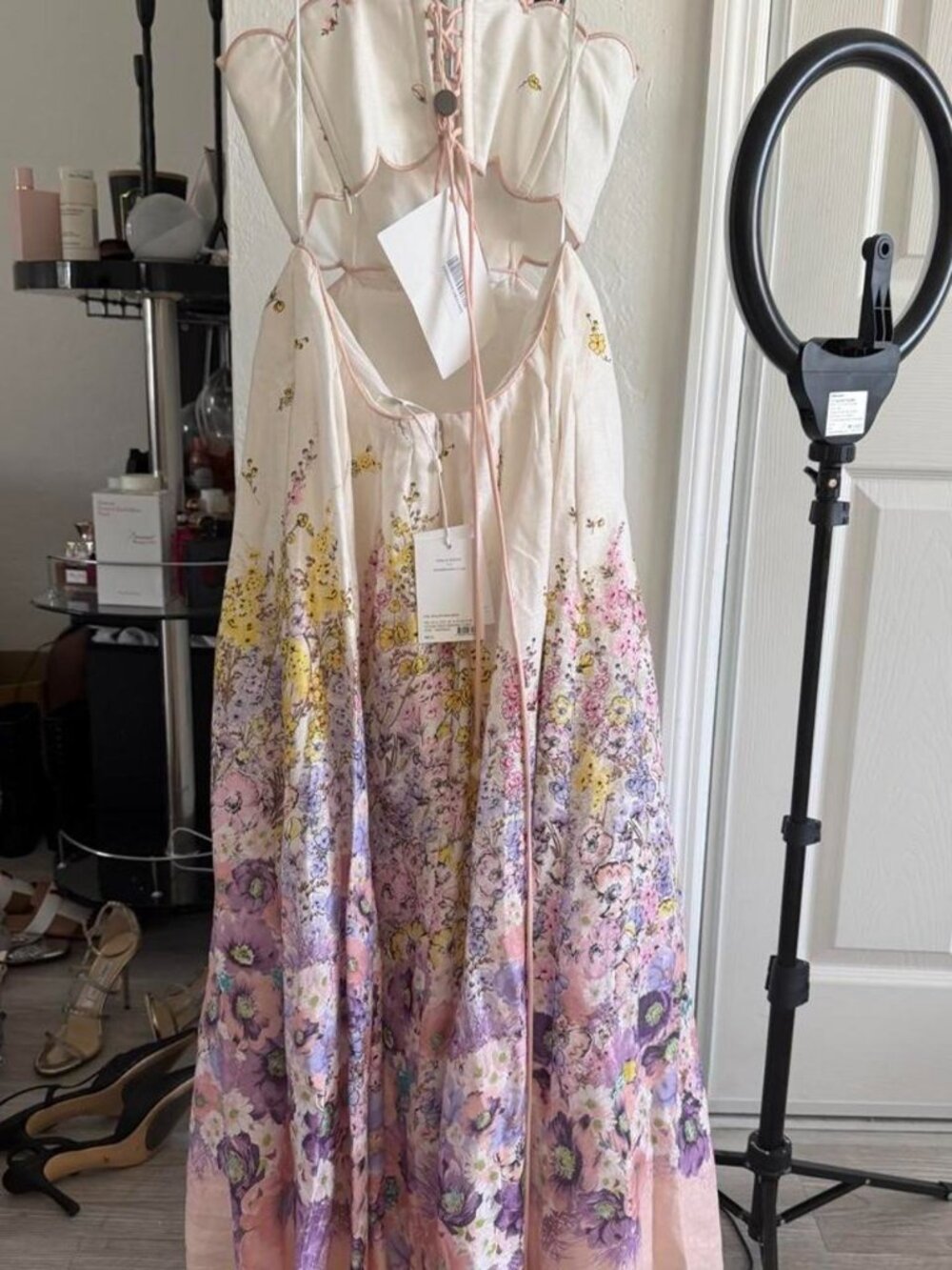Zimmermann Jude Scallop Midi Dress – NWT – Peach Gradient Floral – AU 2 / US M - Picture 7 of 7
